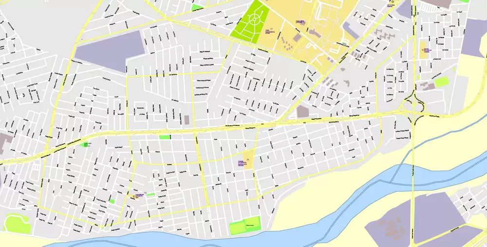 Map Temuco, Chile, exact vector City Plan full editable, Adobe Illustrator Street Map Printable