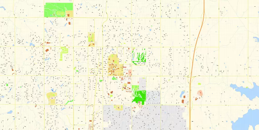 Oklahoma City Metro Area Oklahoma US Printable Vector Map, exact City Plan scale 1:3830 full editable Adobe Illustrator Street Map
