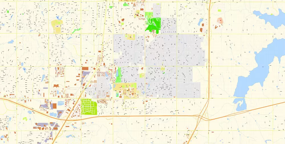 Oklahoma City Metro Area Oklahoma US Printable Vector Map, exact City Plan scale 1:3830 full editable Adobe Illustrator Street Map