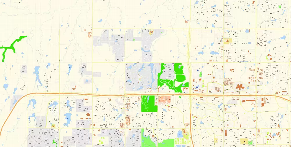 Oklahoma City Metro Area Oklahoma US Printable Vector Map, exact City Plan scale 1:3830 full editable Adobe Illustrator Street Map