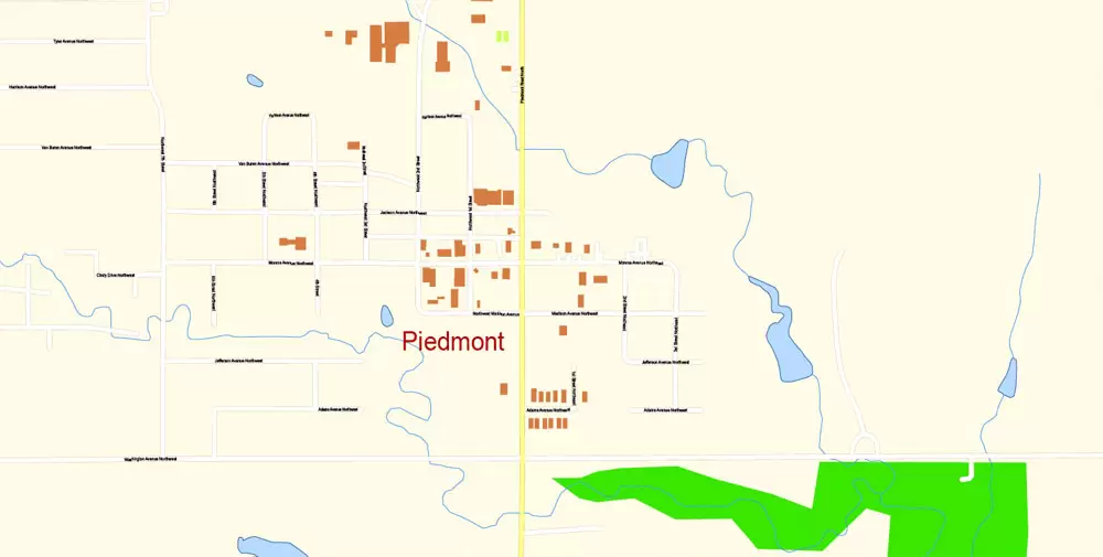 Oklahoma City Metro Area Oklahoma US Printable Vector Map, exact City Plan scale 1:3830 full editable Adobe Illustrator Street Map