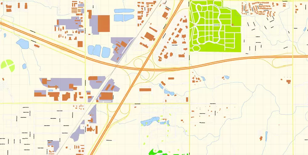 Oklahoma City Metro Area Oklahoma US Printable Vector Map, exact City Plan scale 1:3830 full editable Adobe Illustrator Street Map
