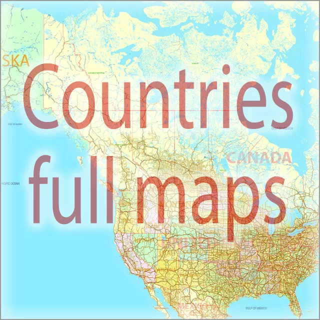 Full Countries Vector Maps in Adobe Illustrator, PDF and other vector formats