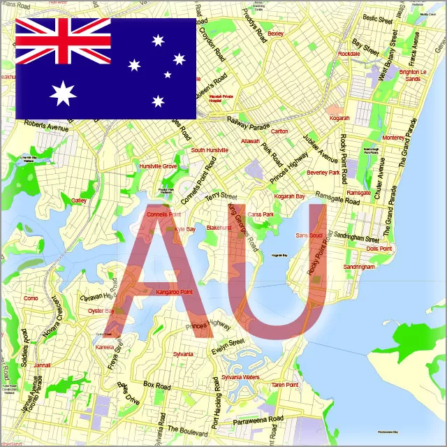 Vector Maps Australia exact City Plans Street Maps editable Illustrator