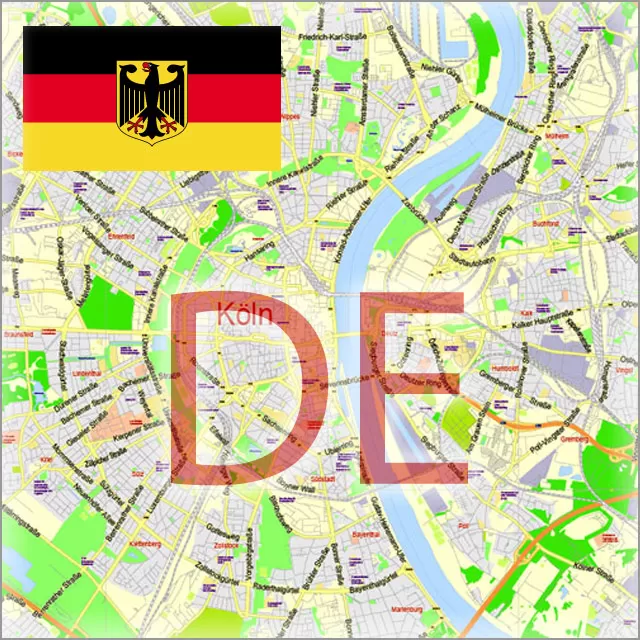 Germany City Maps Vector Urban Plans in Adobe Illustrator, PDF Editable