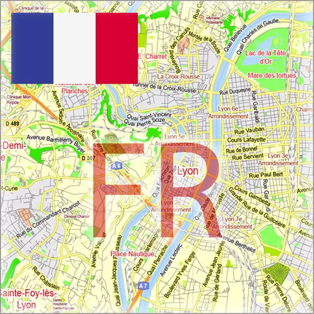 France City Maps Vector Urban Plans in the Adobe Illustrator, PDF