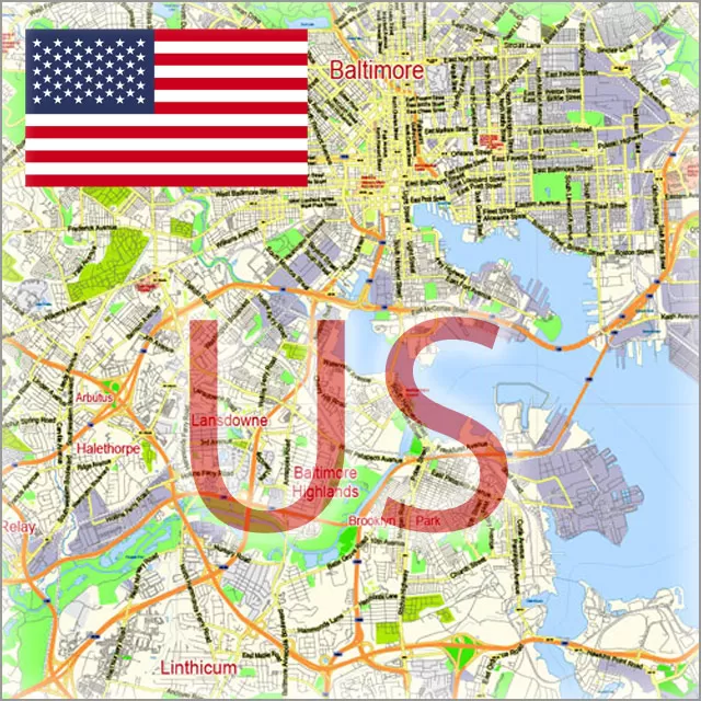 US City Maps Vector Urban Plans in the Adobe Illustrator, PDF Editable