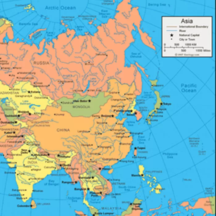 Asia countries and cities maps in Adobe Illustrator, PDF, CorelDraw