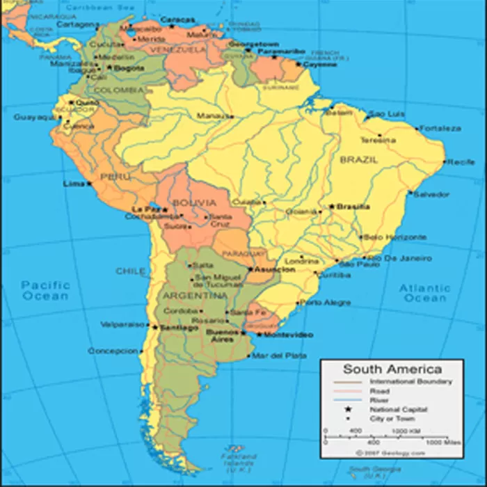 South America Maps Cities and Countries Adobe Illustrator, PDF, CDR