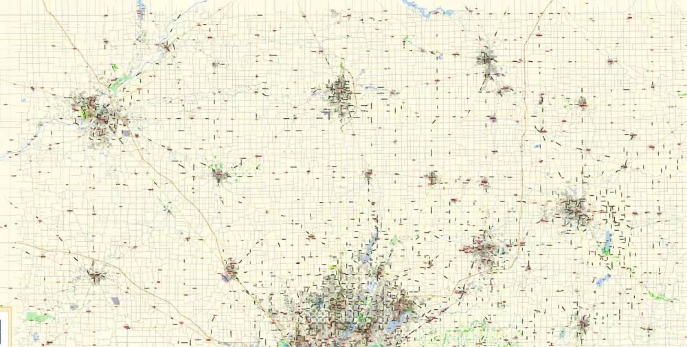 Indianapolis Map Vector Metro Area Large North, exact City Plan scale 1:57599 full editable Adobe Illustrator Street Map in layers