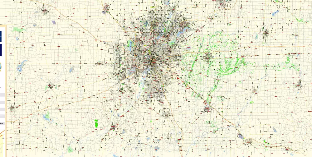 Indianapolis Map Vector Metro Area Large North, exact City Plan scale 1:57599 full editable Adobe Illustrator Street Map in layers