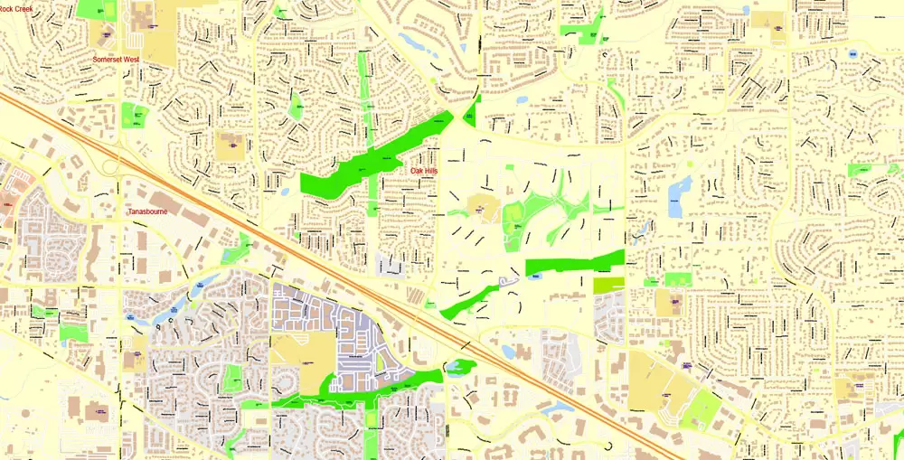 Portland Map Vector Oregon, exact City Plan scale 1:3290 full editable Adobe Illustrator Street Map in layers