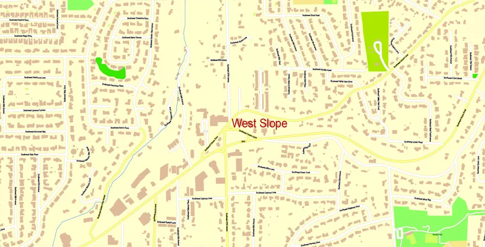Portland Map Vector Oregon, exact City Plan scale 1:3290 full editable Adobe Illustrator Street Map in layers