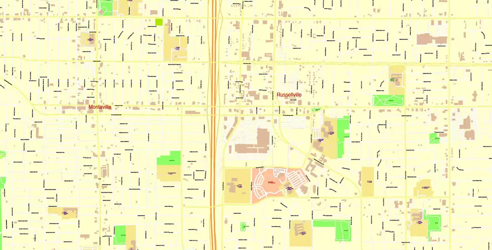 Portland Map Vector Oregon, exact City Plan scale 1:3290 full editable Adobe Illustrator Street Map in layers