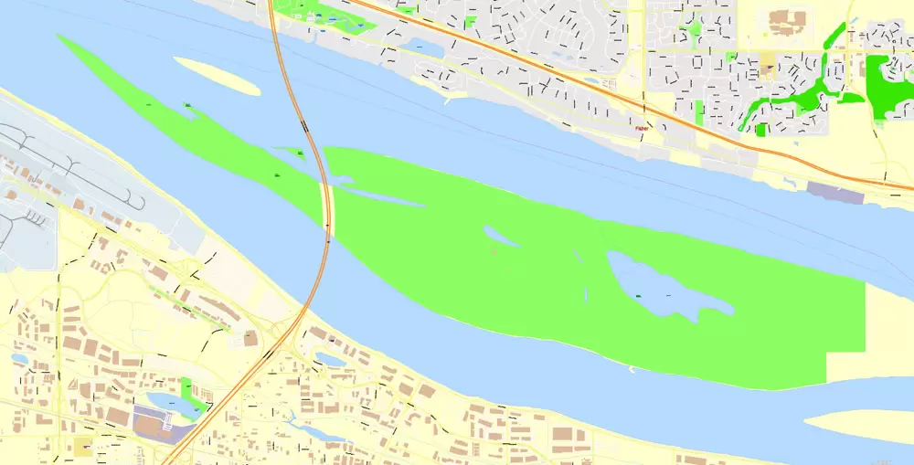 Portland Map Vector Oregon, exact City Plan scale 1:3290 full editable Adobe Illustrator Street Map in layers