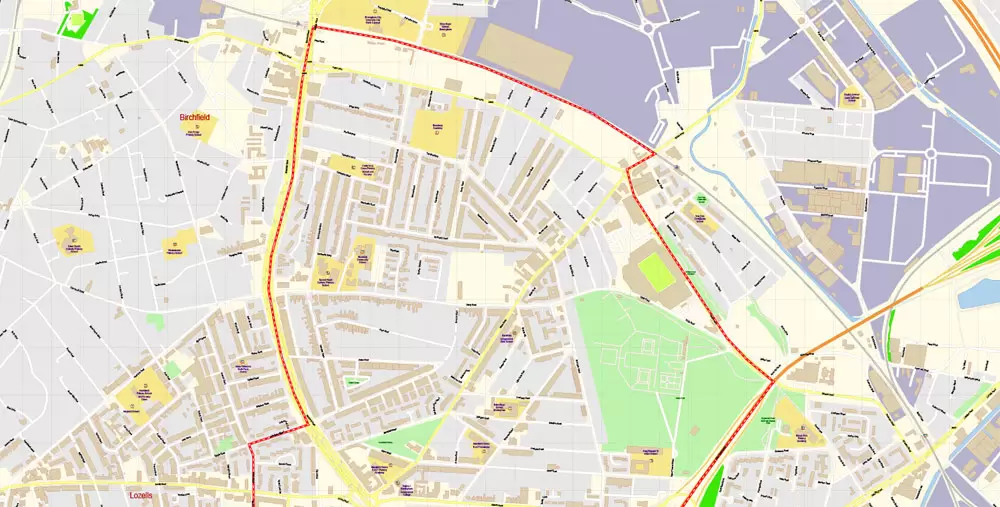 Aston Ward (Aston) Vector Map Birmingham England exact extra detailed City Plan editable Adobe Illustrator Street Map in layers
