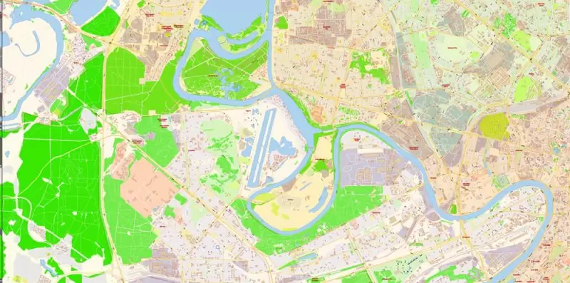 Москва Moscow Map Vector Russia English names exact extra detailed City Plan editable Adobe Illustrator Street Map in layers + admin areas + Subway Map