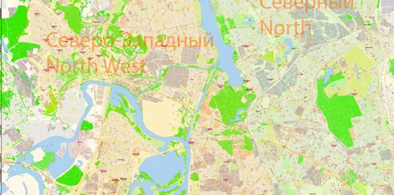Москва Moscow Map Vector Russia English names exact extra detailed City Plan editable Adobe Illustrator Street Map in layers + admin areas + Subway Map