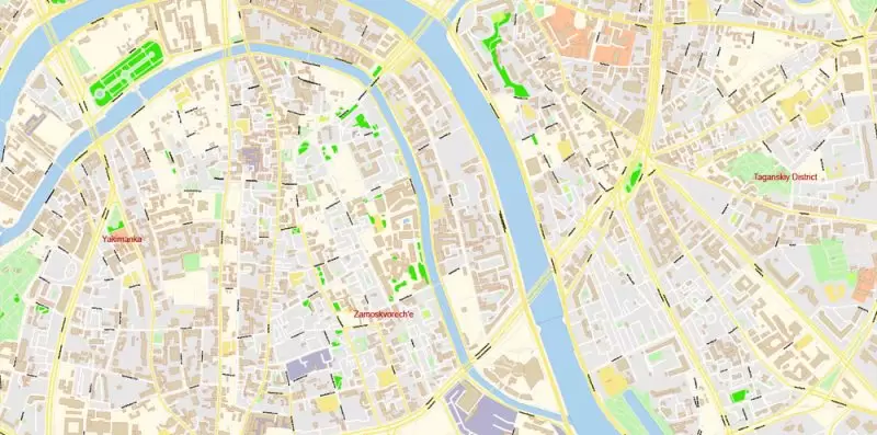 Москва Moscow Map Vector Russia English names exact extra detailed City Plan editable Adobe Illustrator Street Map in layers + admin areas + Subway Map