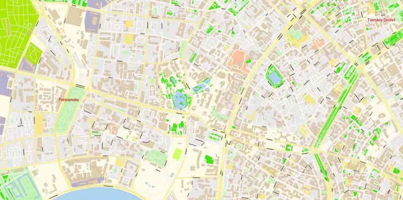 Москва Moscow Map Vector Russia English names exact extra detailed City Plan editable Adobe Illustrator Street Map in layers + admin areas + Subway Map