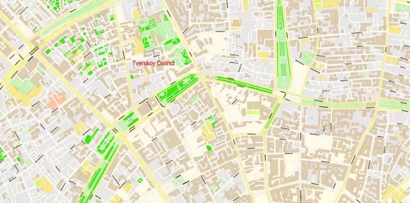 Москва Moscow Map Vector Russia English names exact extra detailed City Plan editable Adobe Illustrator Street Map in layers + admin areas + Subway Map