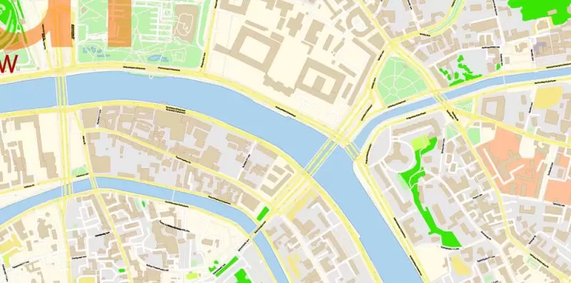 Москва Moscow Map Vector Russia English names exact extra detailed City Plan editable Adobe Illustrator Street Map in layers + admin areas + Subway Map