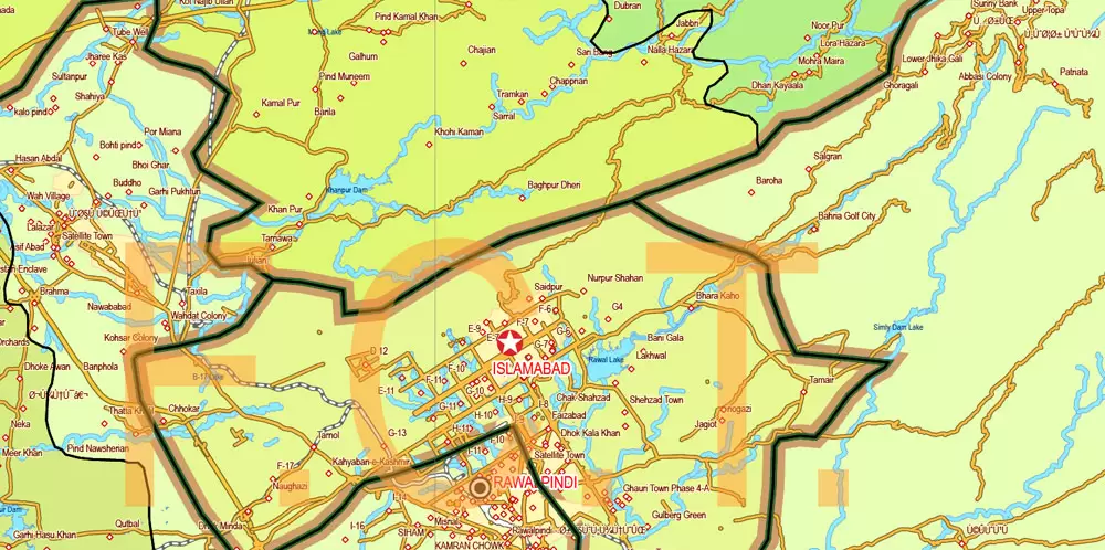 Pakistan Vector Map Full Country Extra detailed Road Admin ENG 01 printable Adobe Illustrator Editable Map in 27 layers