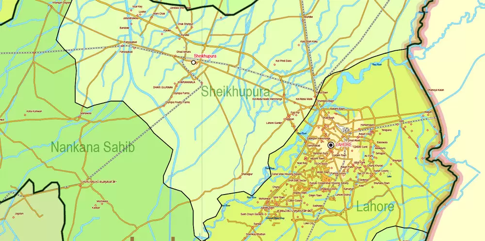 Pakistan Vector Map Full Country Extra detailed Road Admin ENG 01 printable Adobe Illustrator Editable Map in 27 layers