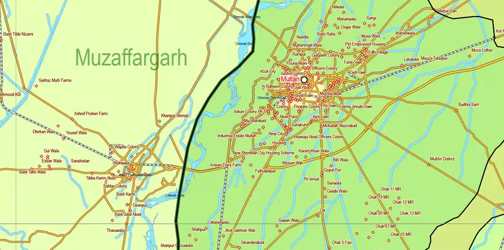 Pakistan Vector Map Full Country Extra detailed Road Admin ENG 01 printable Adobe Illustrator Editable Map in 27 layers