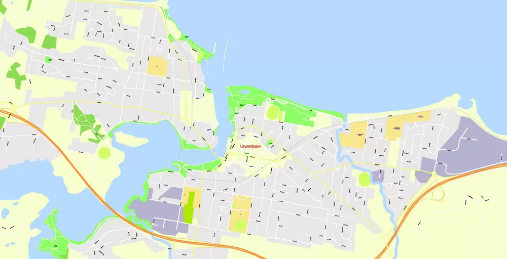 Printable Vector Map Tasmania Full Extra Detailed exact Islands Plan scale 1:3512 editable Adobe Illustrator Street Roads Map in layers