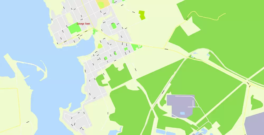 Printable Vector Map Tasmania Full Extra Detailed exact Islands Plan scale 1:3512 editable Adobe Illustrator Street Roads Map in layers