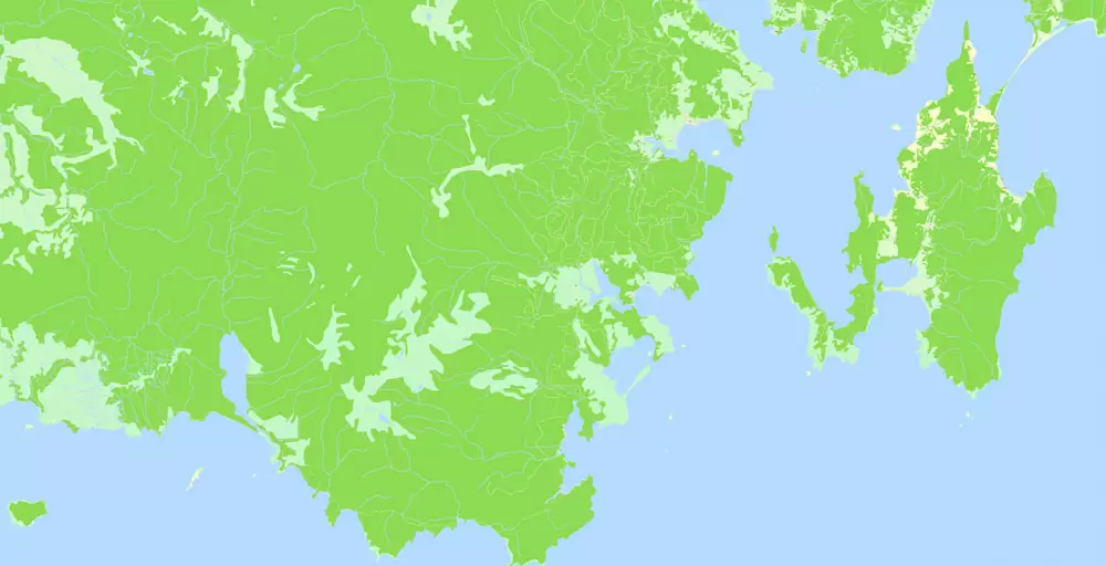 Printable Vector Map Tasmania Full Extra Detailed exact Islands Plan scale 1:3512 editable Adobe Illustrator Street Roads Map in layers