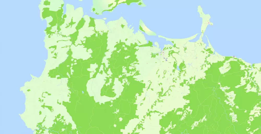 Printable Vector Map Tasmania Full Extra Detailed exact Islands Plan scale 1:3512 editable Adobe Illustrator Street Roads Map in layers