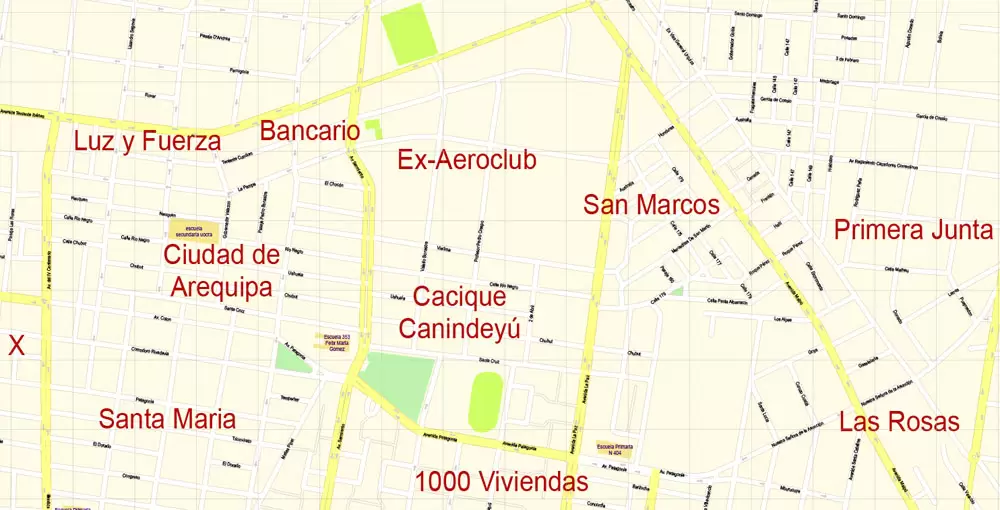 Corrientes + Resistencia Vector Map Argentina detailed City Plan editable Adobe Illustrator Street Map