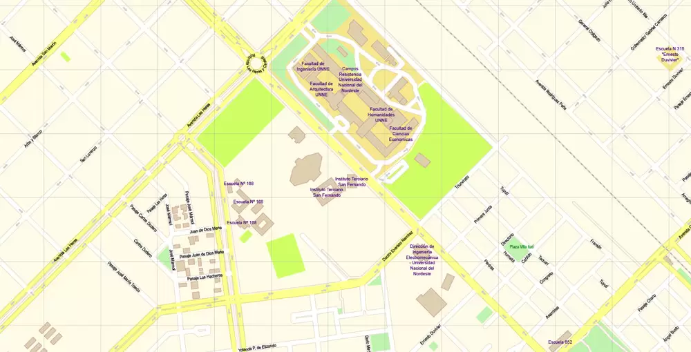 Corrientes + Resistencia Vector Map Argentina detailed City Plan editable Adobe Illustrator Street Map