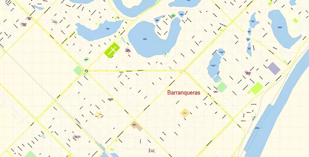 Corrientes + Resistencia Vector Map Argentina detailed City Plan editable Adobe Illustrator Street Map