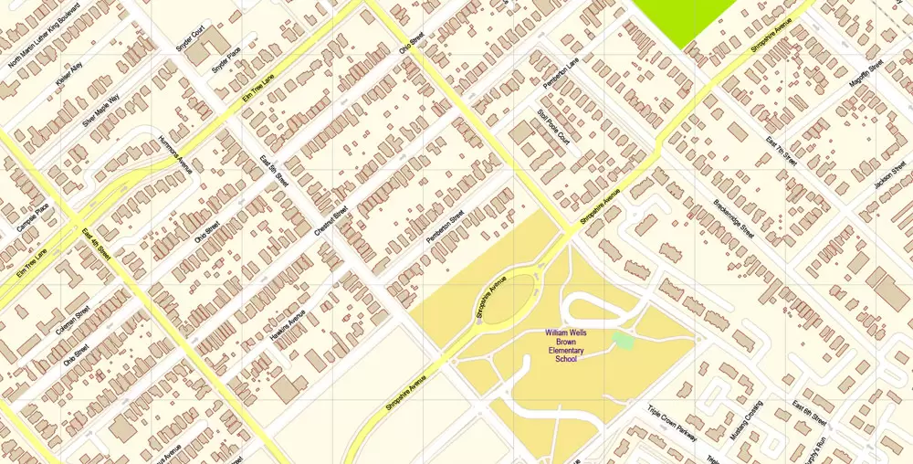 Printable Vector Map of Lexington Kentucky US detailed City Plan scale 1:4088 full editable Adobe Illustrator Street Map in layers