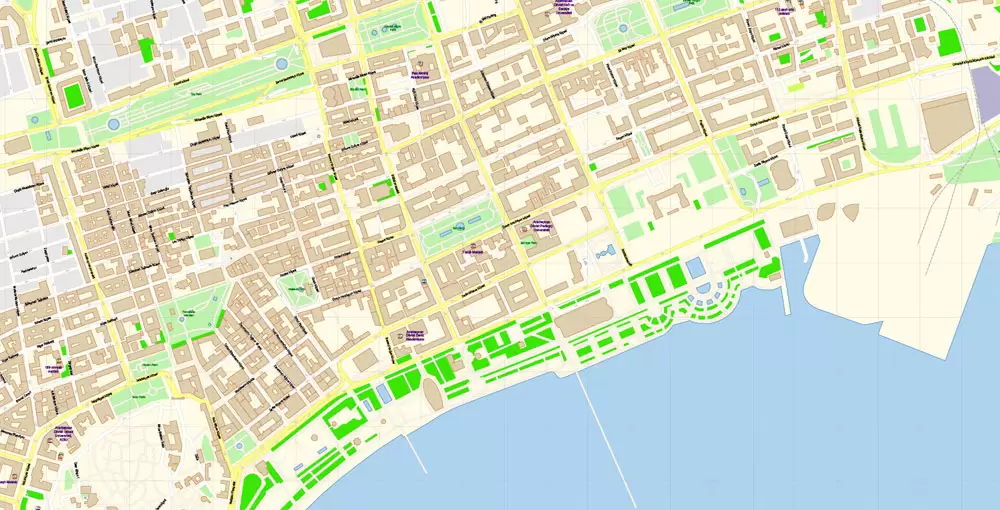 Printable Vector Map of Baku Azerbaijan AZ detailed City Plan scale 1:3577 editable Adobe Illustrator Street Map in layers