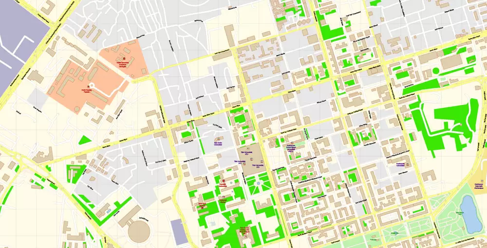 Printable Vector Map of Baku Azerbaijan AZ detailed City Plan scale 1:3577 editable Adobe Illustrator Street Map in layers