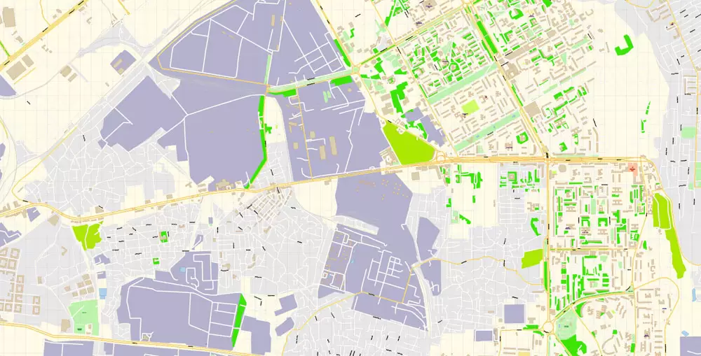 Printable Vector Map of Baku Azerbaijan EN detailed City Plan scale 1:3577 editable Adobe Illustrator Street Map in layers