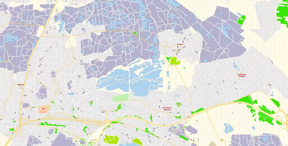 Baku Azerbaijan Map Vector EN detailed City Plan editable Adobe Illustrator Street Map in layers