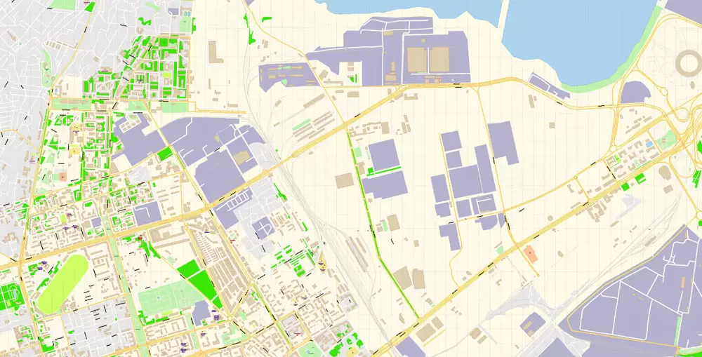 Printable Vector Map of Baku Azerbaijan EN detailed City Plan scale 1:3577 editable Adobe Illustrator Street Map in layers
