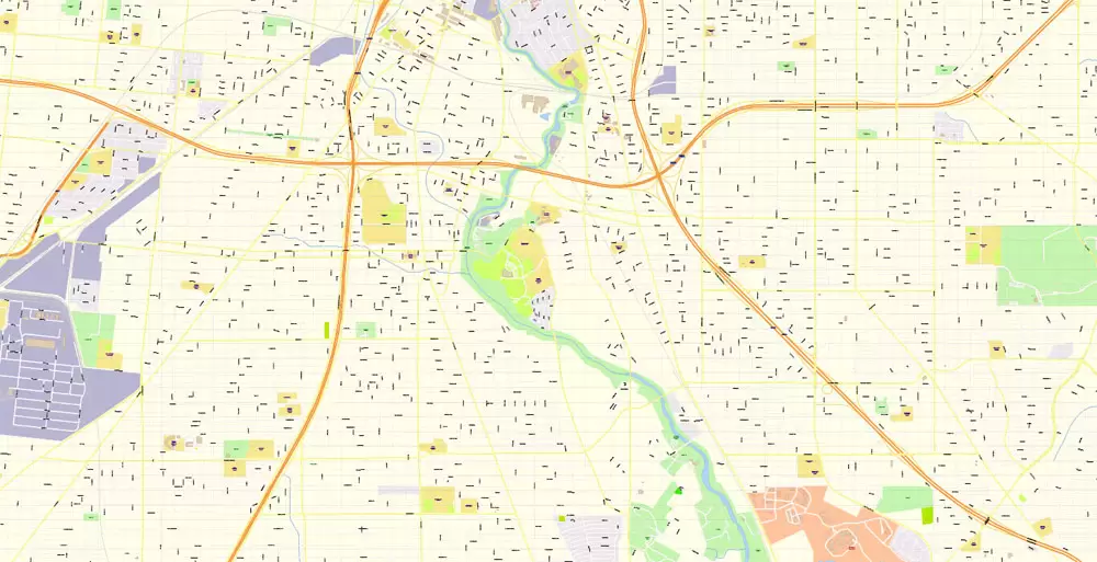 Printable Vector Map of San Antonio Texas US detailed City Plan scale 1:4088 full editable Adobe Illustrator Street Map in layers