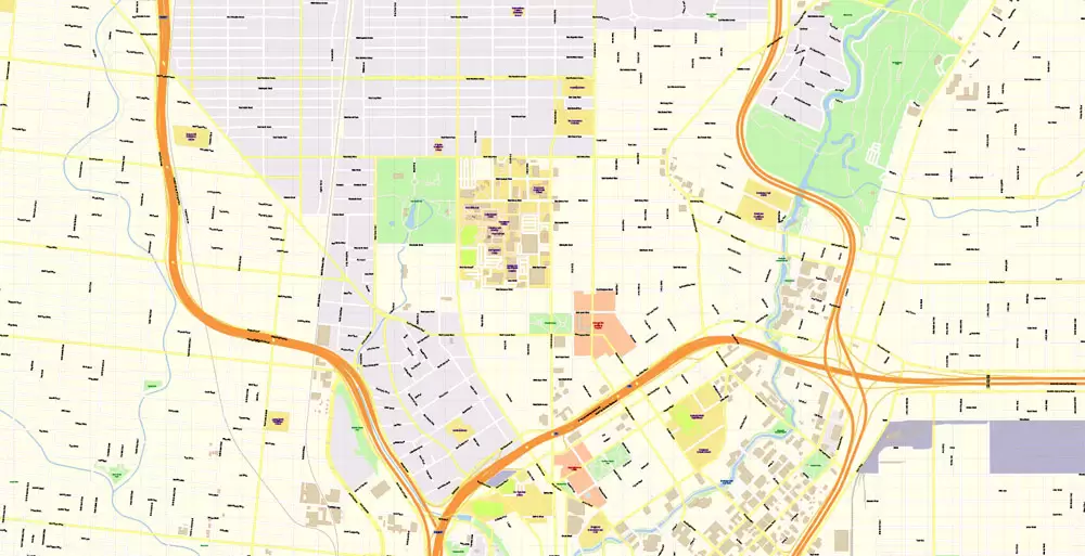 Printable Vector Map of San Antonio Texas US detailed City Plan scale 1:4088 full editable Adobe Illustrator Street Map in layers