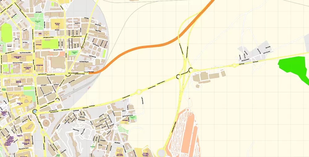 Map Cartagena Printable Vector Spain exact extra detailed City Plan editable Adobe Illustrator scale 1:3718 Street Map in layers 7 Mb ZIP