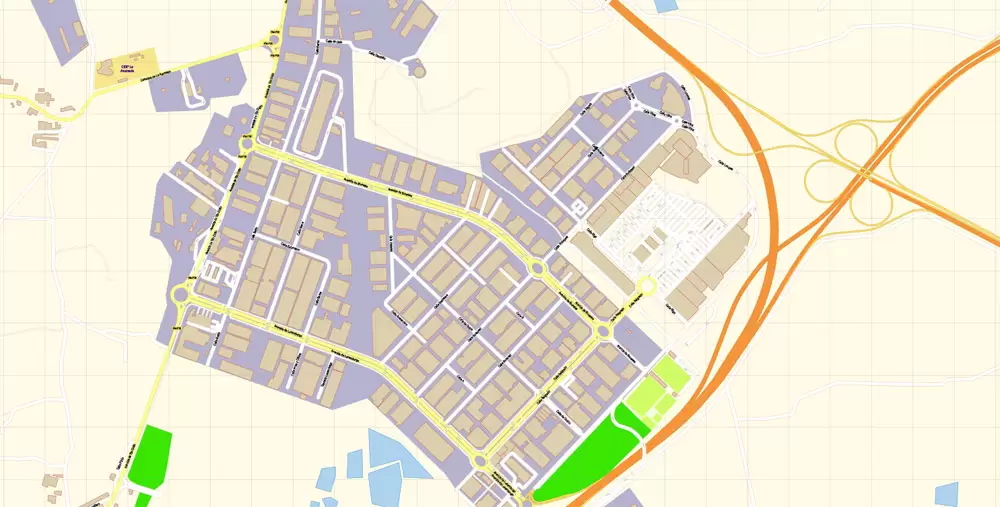 Map Cartagena Printable Vector Spain exact extra detailed City Plan editable Adobe Illustrator scale 1:3718 Street Map in layers 7 Mb ZIP