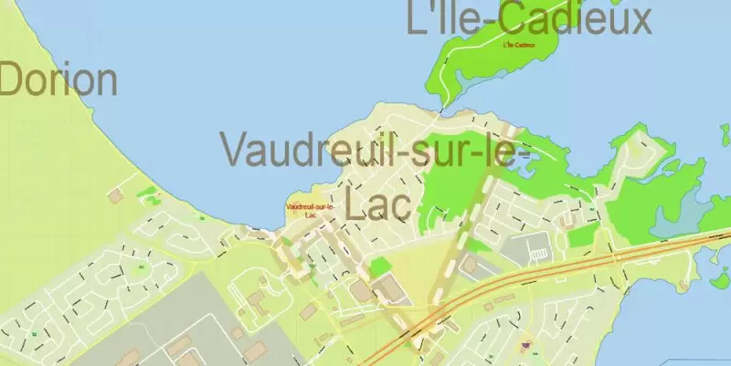 Montreal Canada Maps South-West Part exact vector editable City Plan 100 and 2000 meters scale 2 map in 1 archive Adobe Illustrator