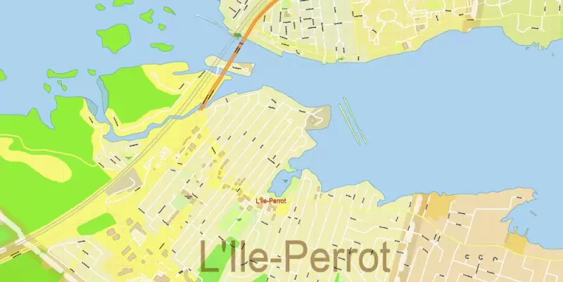 Montreal Canada Maps South-West Part exact vector editable City Plan 100 and 2000 meters scale 2 map in 1 archive Adobe Illustrator