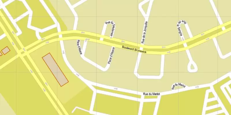 Montreal Canada Maps South-West Part exact vector editable City Plan 100 and 2000 meters scale 2 map in 1 archive Adobe Illustrator