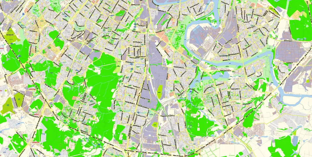 Moscow Map Vector Russia English Names City Plan Low Detailed editable Adobe Illustrator Street Map in layers